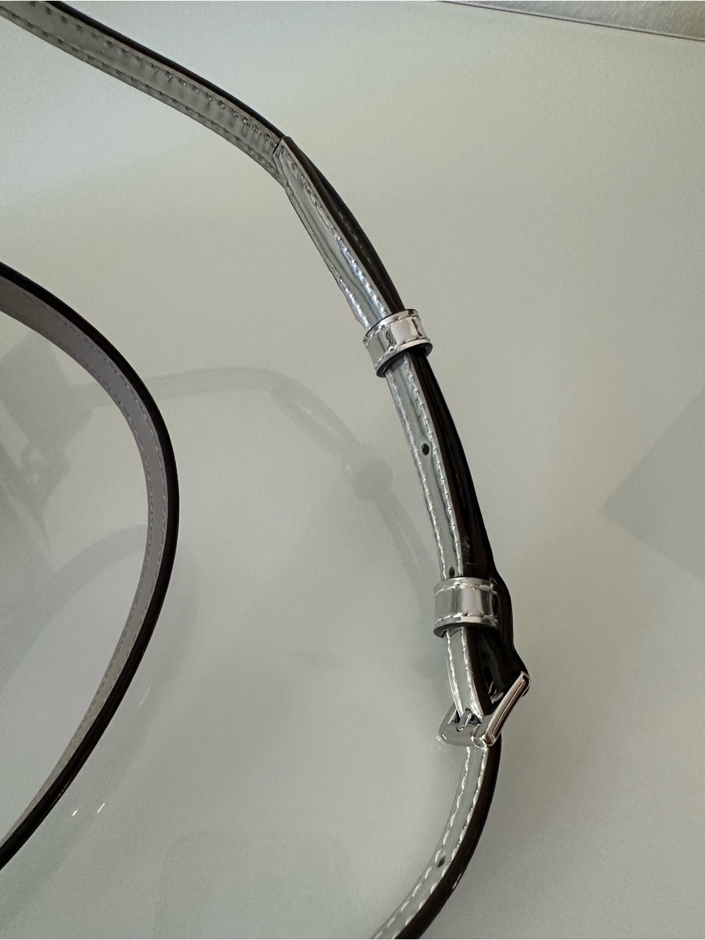 Michael Kors travel crossbody or handbag, silver, mirror finish,new with tag - Picture 11 of 16
